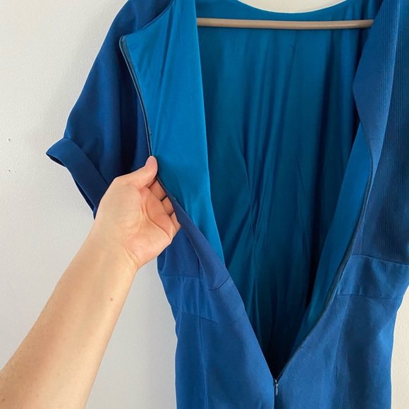 80s handmade deep cobalt blue midi dress - S-M - Picture 4 of 4